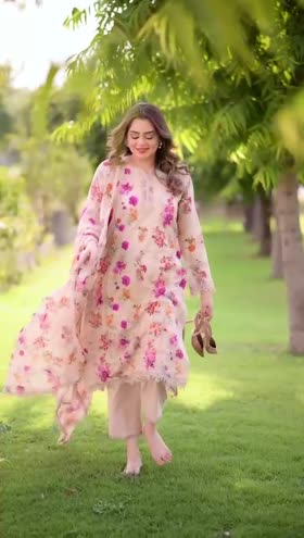 Rs 11500 Aneelas Stitched Lawn Emb Print Chiffon Duppata 3pc [PR-09] [Dispatch Time 2 Months] ~ [Chest 19] [Length 47] SMALL