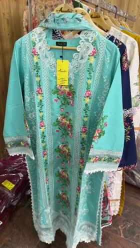 Rs 15000 Aneelas lawn Emb chiffon Duppata 3 pc stitched [Dispatch time 1 Month] ~ [Chest 24] [Length 47] XXLARGE