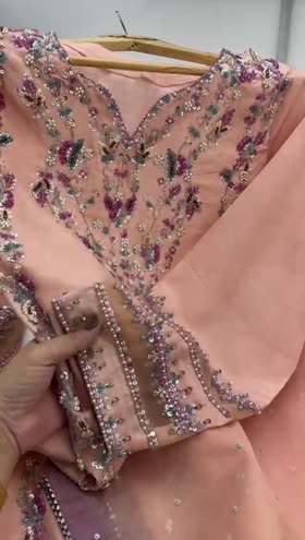 Rs 23000 Aneelas stitched Korean raw silk Ada work 3pc [Dispatch time 1 month] ~ [Chest 22] [Length 48] LARGE