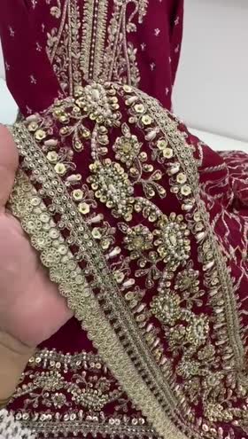 Rs 33500 Aneelas Stitched Wedding Raw Silk Ada Work Shirt Ada work Trouser 3 pc [Dispatch date 26th May] ~ [Chest 21] [Length 44] MEDIUM