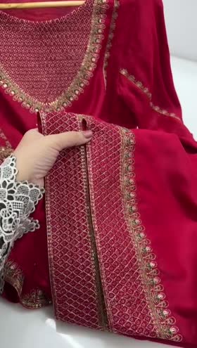 Rs 9500 Aneelas Farshi Shalwar Raw Silk Stitched Emb 3 pc  [Chest 22] [Length 39] LARGE