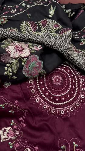 Rs 9950 Nureh marina twill emb 3pc emb shawl new launch