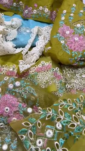 Rs 9000 Aneela’s unstitched chicken Kari Emb 3 pc