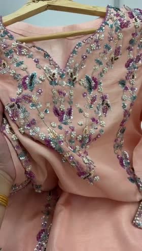 Rs 17500 Aneelas stitched Korean raw silk Ada work shirt trouser [Dispatch time 1 month] ~ [Chest 22] [Length 48] LARGE