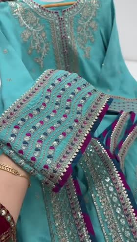 Rs 14500 Aneelas Eid launch raw silk stitched emb 3pc chiffon Emb Duppata [Ready TO Dispatch] ~ [Chest 23] [Length 39] XLARGE