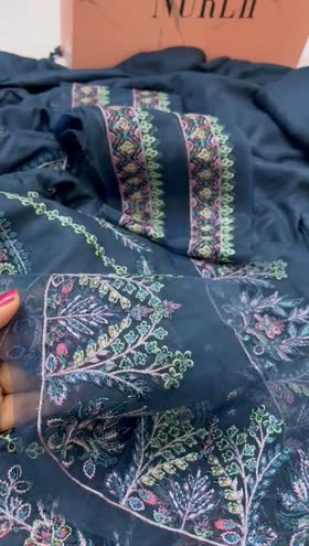Rs 9950 Nureh marina twill emb 3pc emb shawl new launch