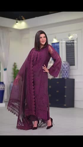 Rs 12000 Aneelas semi formal stitched Organza shirt raw silk inner trouser [Dispatch date 21th May ] ~ [Chest 24] [Length 44] XXLARGE