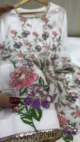 Rs 15500 Aneelas stitched raw silk front back Emb shirt Emb trouser [Dispatch date 16th March ]  ~ [Chest 22] [Length 45] LARGE