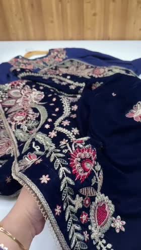 Rs 21500 Aneelas Stitched Velvet Emb Shawl Raw Silk Emb Shirt Trouser 3pc [VT-02] [Dispatch Time 3 Months] ~ [Chest 24] [Length 45] XXLARGE