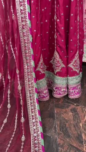 Rs 23500 Aneelas Stitched Raw Silk Frock Heavy Net Duppata 3pc [FC-04] [Dispatch Time 2 Months] ~ [Chest 19] [Length 52] SMALL