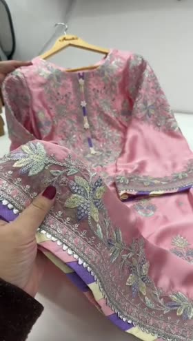 Rs 9500 Aneelas Eid launch stitched silk emb shirt trouser [Dispatch date 18th April ] [D 3] ~ [Chest 24] [Length 46] XXLARGE