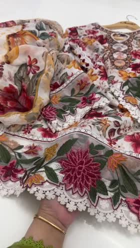 Rs 11000 Aneelas Stitched lawn Emb 3pc Chiffon Duppata [LUX-23] [Dispatch Time 2 Months] ~ [Chest 24] [Length 36] XXLARGE (Shoot Length)