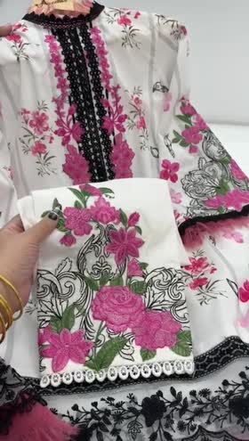 Rs 10500 Aneelas stitched lawn print Emb shirt chiffon Duppata Emb trouser 3pc [Dispatch date 20th April ] ~ [Chest 23] [Length 36] XLARGE