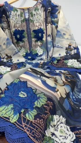 Rs 10500 Aneelas stitched lawn Emb shirt chiffon Duppata 3pc. [Dispatch time 90 days] ~ [Chest 22] [Length 44] LARGE