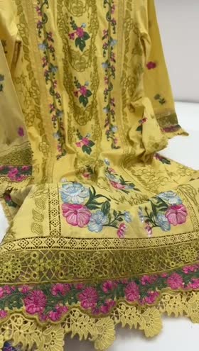 Rs 8000 Aneelas UNstitched Lawn Emb Shirt Trouser [LUX-12] [Dispatch Time 1 Month]