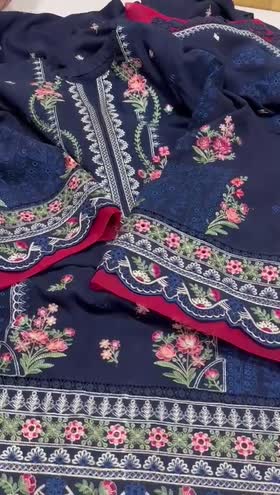 Rs 9500 Aneela’s peech leather stitched emb 3 pc ( small)