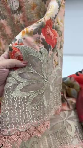 Rs 10500 Aneelas print Emb lawn chiffon Duppata stitched 3 pc [Dispatch date 25th April] ~ [Chest 19] [Length 47] SMALL