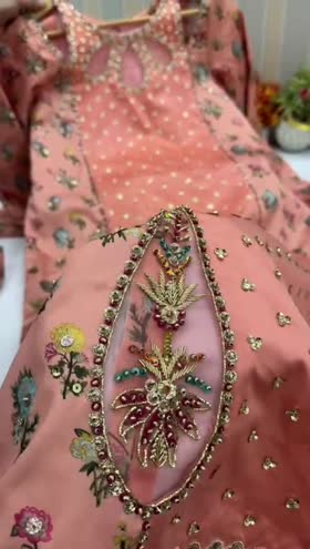 Rs 18000 Aneelas Ada work stitched shirt trouser [Dispatch date 16th April ] ~ [Chest 21] [Length 45] MEDIUM