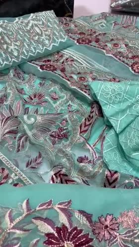 Rs 5500 Today’s Sale Ramsha Chevron Chiffon Emb 3pc [F-2302] [Retail 9150]