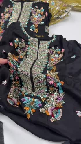 Rs 18950 Aneelas Stitched Ada work Raw Silk Shirt trouser [Dispatch Time 1 Month ~ [Chest 21] [Length 44] MEDIUM