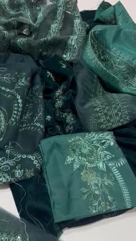 Rs 11500 Nureh Leather Peech Emb 3pc Velvet Emb Shawl New Launch ( NE 213)