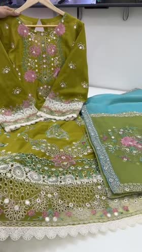 Rs 12500 Aneelas Stitched lawn Emb shirt Emb Duppata 3pc [LUX-14] [Dispatch Time 2 Months] ~ [Chest 19] [Length 47] SMALL (Shoot Length)