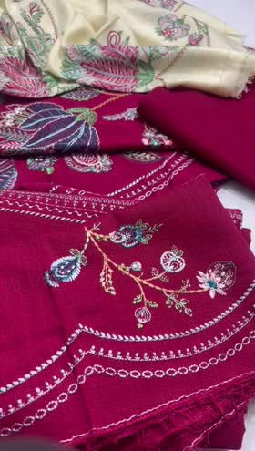 Rs 10250 Coco by Zara Shah Jahan khaddar Emb 3pc new launch ( Berry 3B]