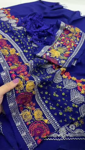 Rs 6500 Aneelas peach leather heavy Emb unstitched shirt trouser. 2 yards lace [ready to dispatch]